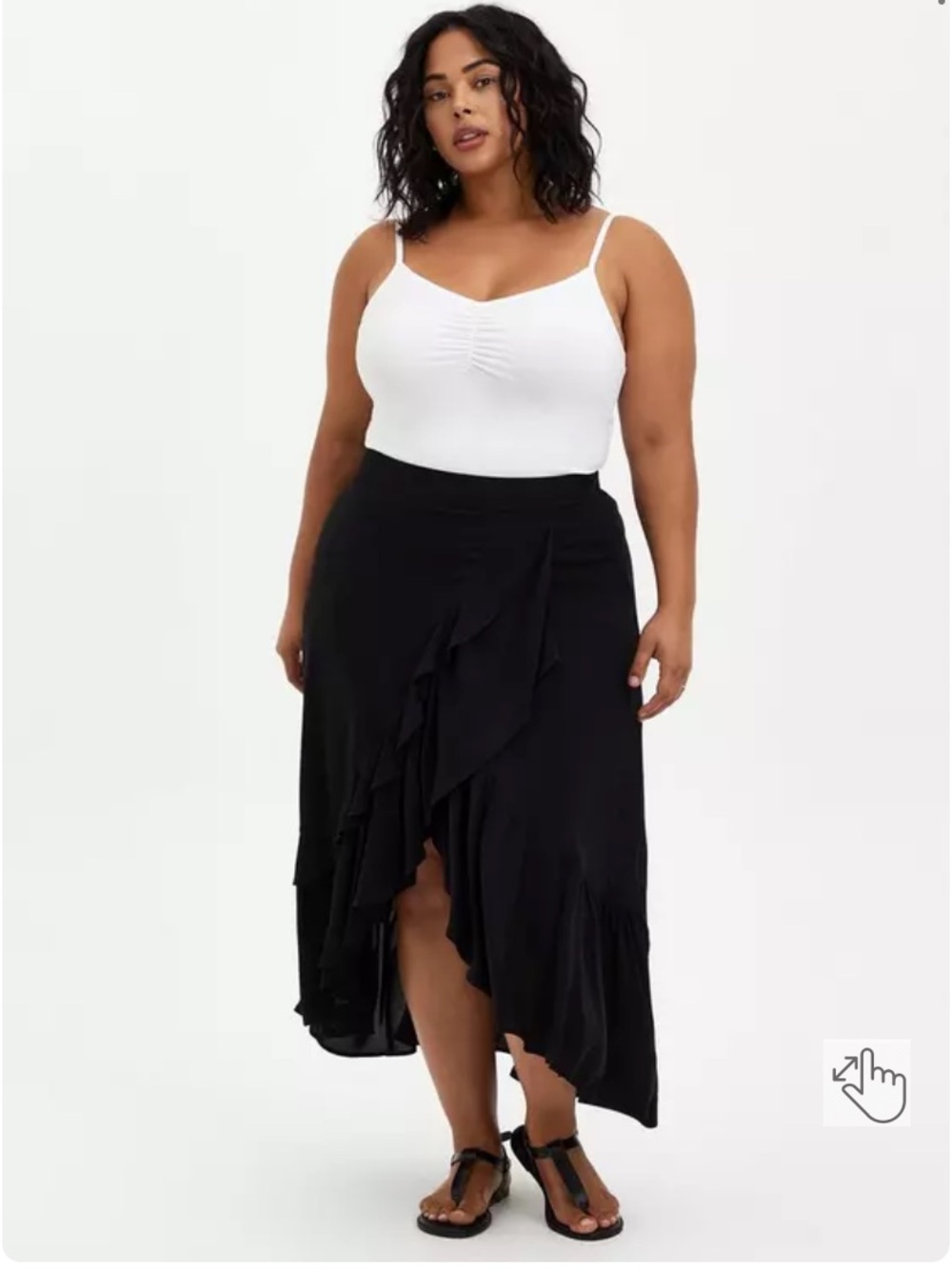 Torrid Maxi Challis Hi-Low Skirt Black 3